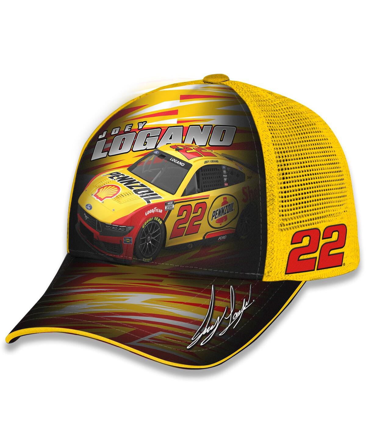 Men's and Women's Yellow Joey Logano Shell-Pennzoil Adjustable Trucker Hat - Yellow