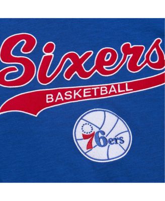 Men's Royal Philadelphia 76ers Hardwood Classics Felt Applique Slub T-Shirt