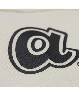 Women's Red/Black Atlanta Braves Cooperstown Collection Blocked Fleece Pullover Sweatshirt