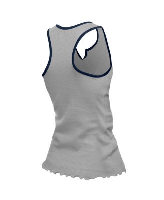 Women's Silver Dallas Cowboys Lettuce Hem Notch Neck Tri-Blend Tank Top
