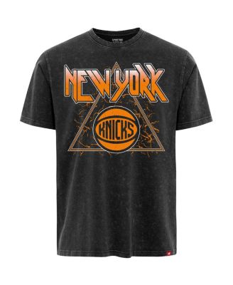 Men's&nbsp;Black New York Knicks Distressed Rock Roll Collection Angus Premium Mineral Wash T-Shirt
