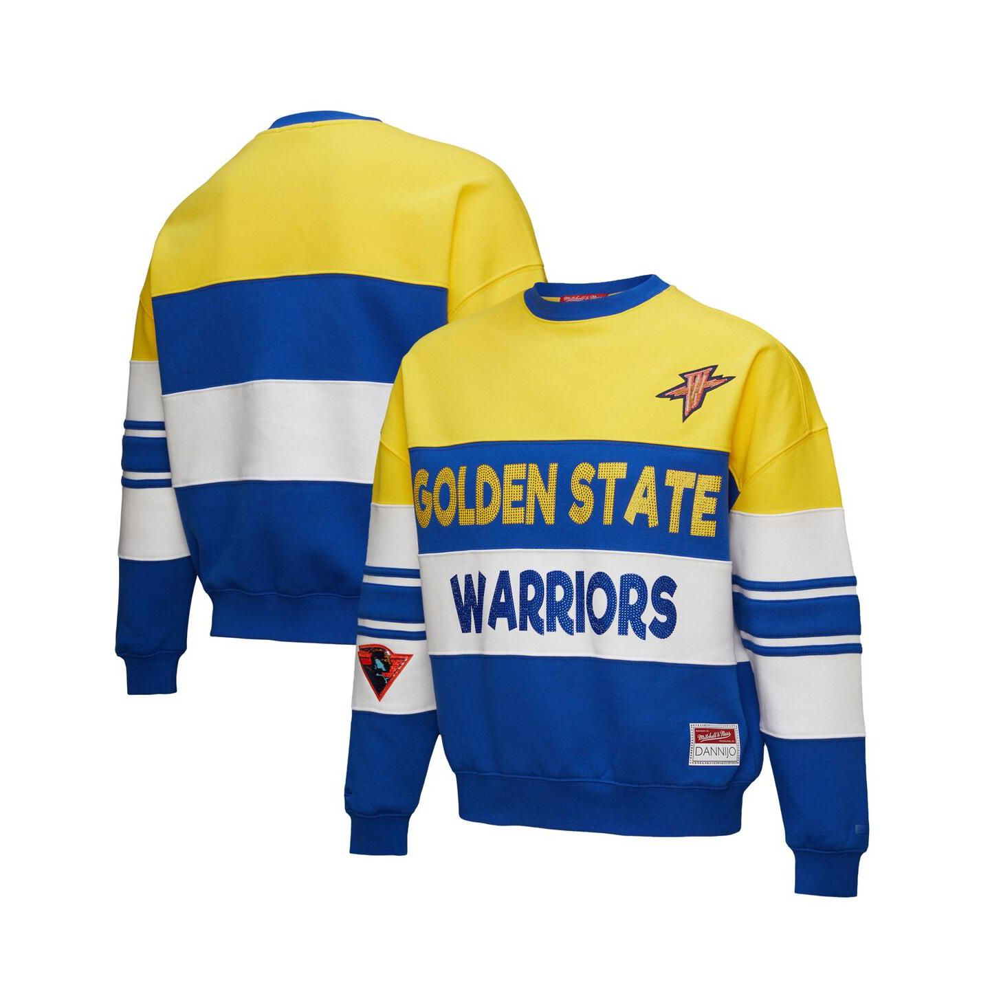 Женская толстовка Mitchell & Ness X Dannijo Gold/Royal Golden State Warriors Blocked Pullover — фото 1