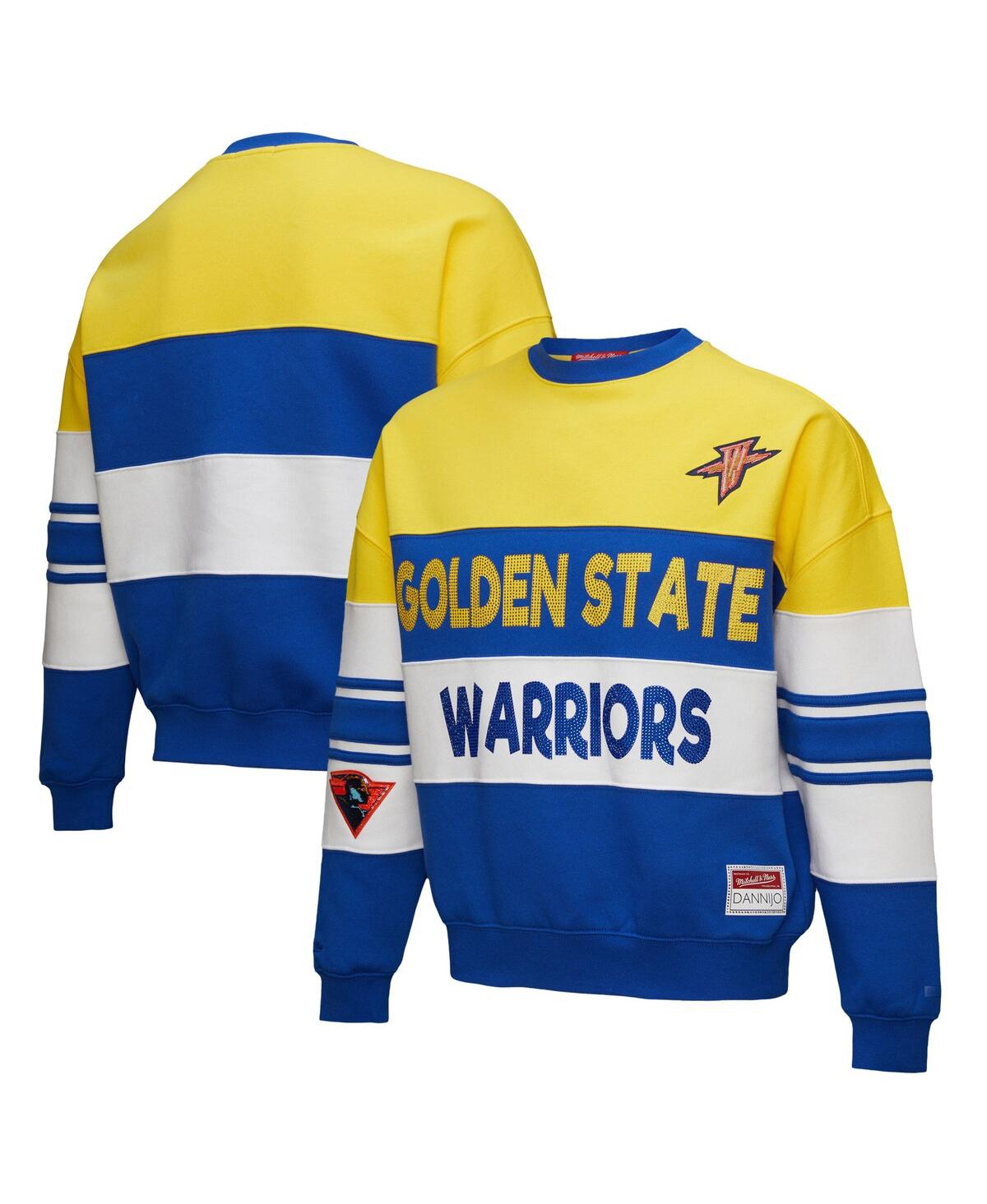 X Dannijo Women's Gold/Royal Golden State Warriors Blocked Pullover Sweatshirt - Gold, Royal
