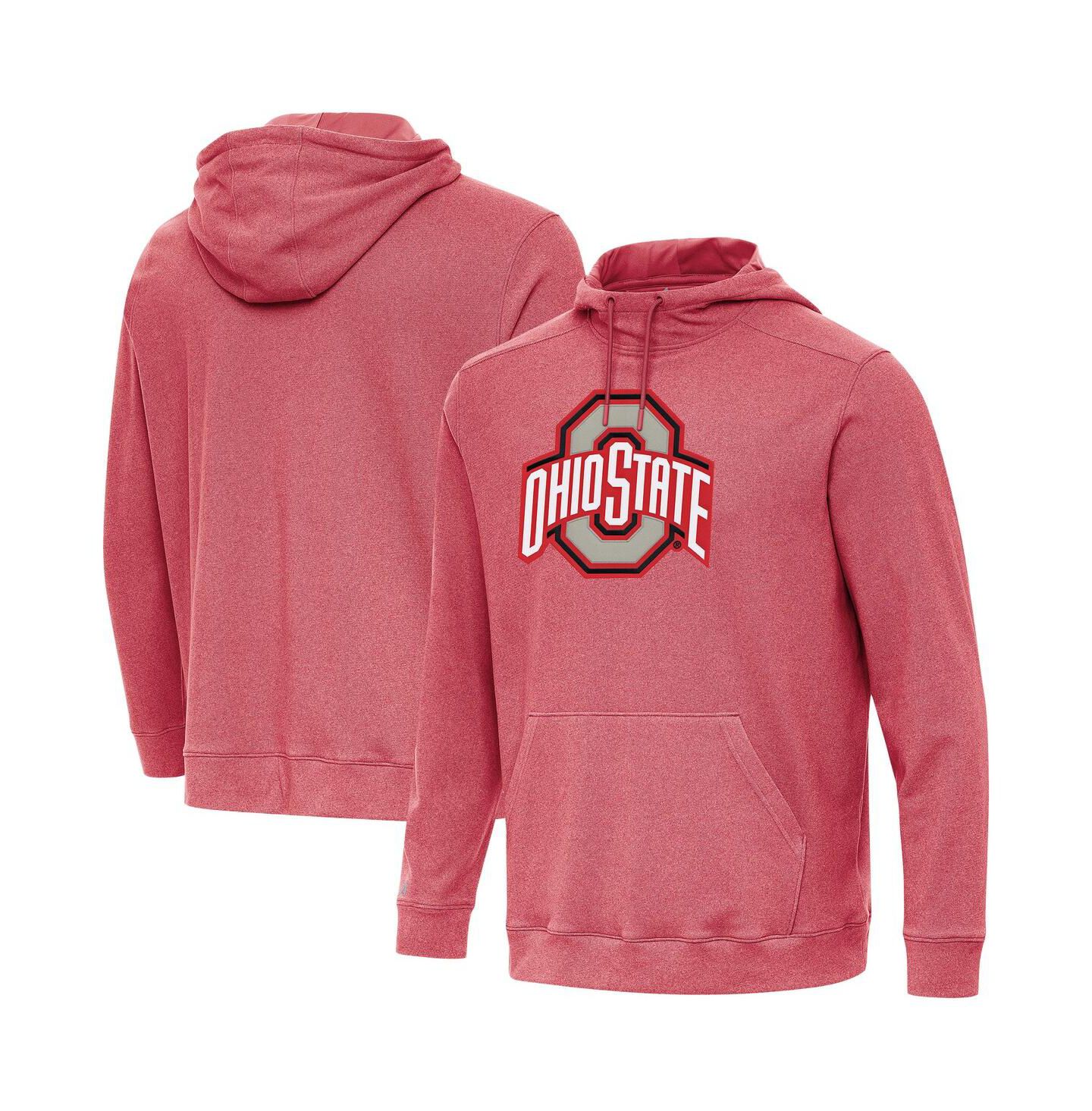 Мужское худи Antigua Heather Scarlet Ohio State Buckeyes Cloud Pullover — фото 1