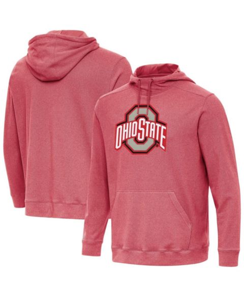 Мужское худи Antigua Heather Scarlet Ohio State Buckeyes Cloud Pullover