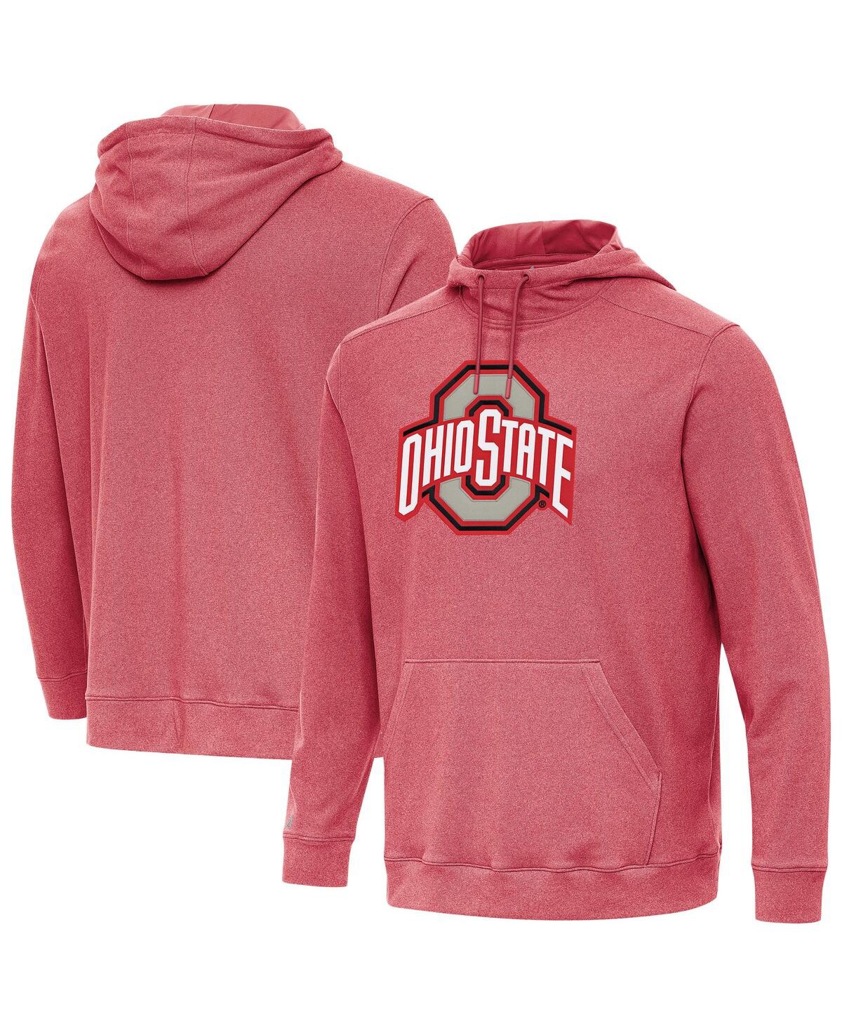 Men's Heather Scarlet Ohio State Buckeyes Cloud Pullover Hoodie - Heather Red