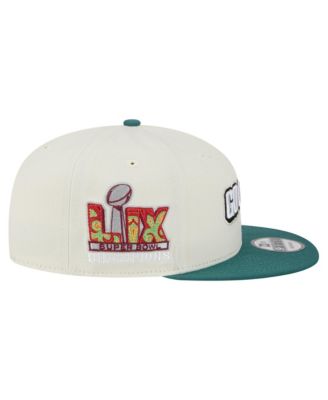 Men's Cream/Midnight Green Philadelphia Eagles Super Bowl LIX Champions Side Patch Two Tone 9FIFTY Snapback Hat