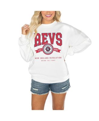 Women's White New England Revolution Crewneck Drop Shoulder Sweatshirt