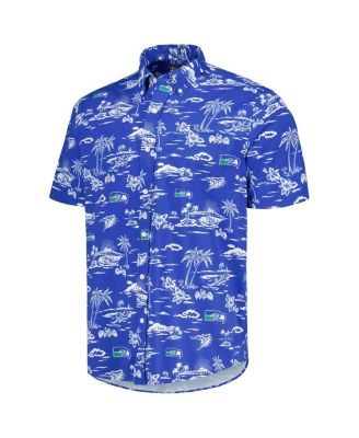 Men's Royal Seattle Seahawks Throwback Kekai&nbsp;Print Button-Up Shirt