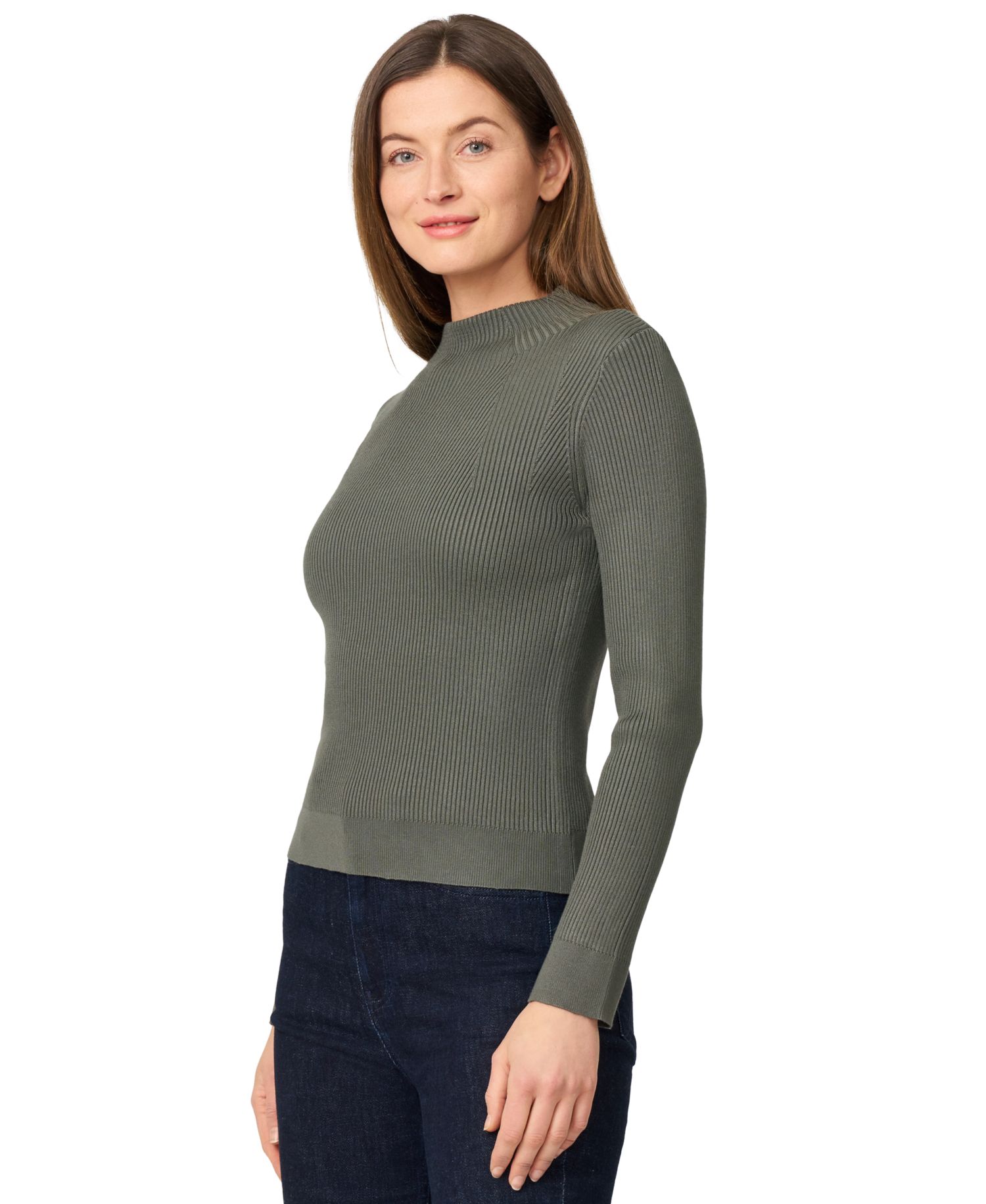 Women's Mock-Neck Rib-Knit Sweater