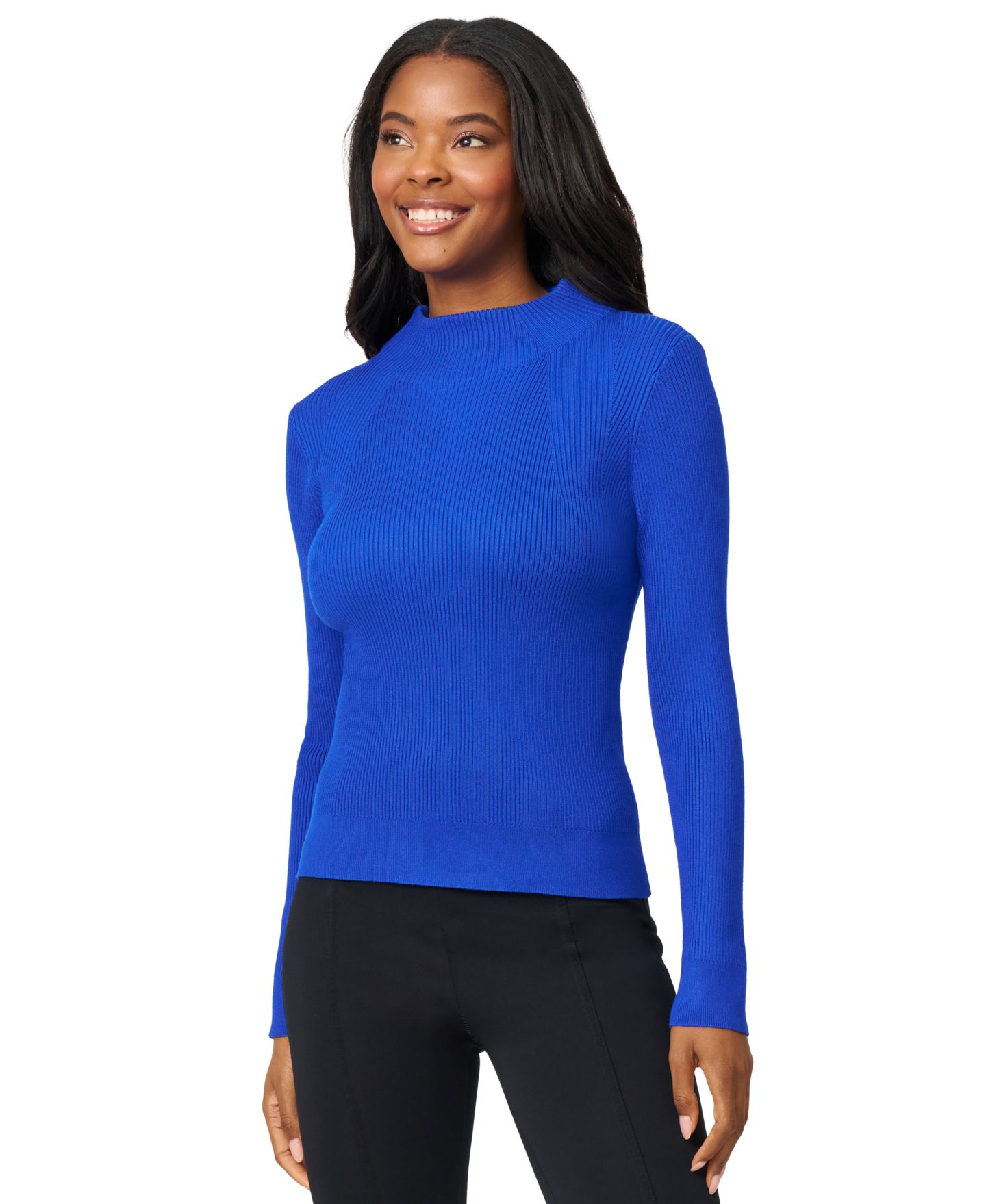 Женский свитер Melissa Paige Mock-Neck Long-Sleeve Rib-Knit, цвет: Синий — фото 5