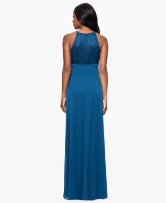 Petites Lace Long Halter Dress