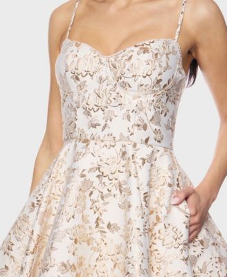 Juniors' Sleeveless Jacquard Fit & Flare Dress
