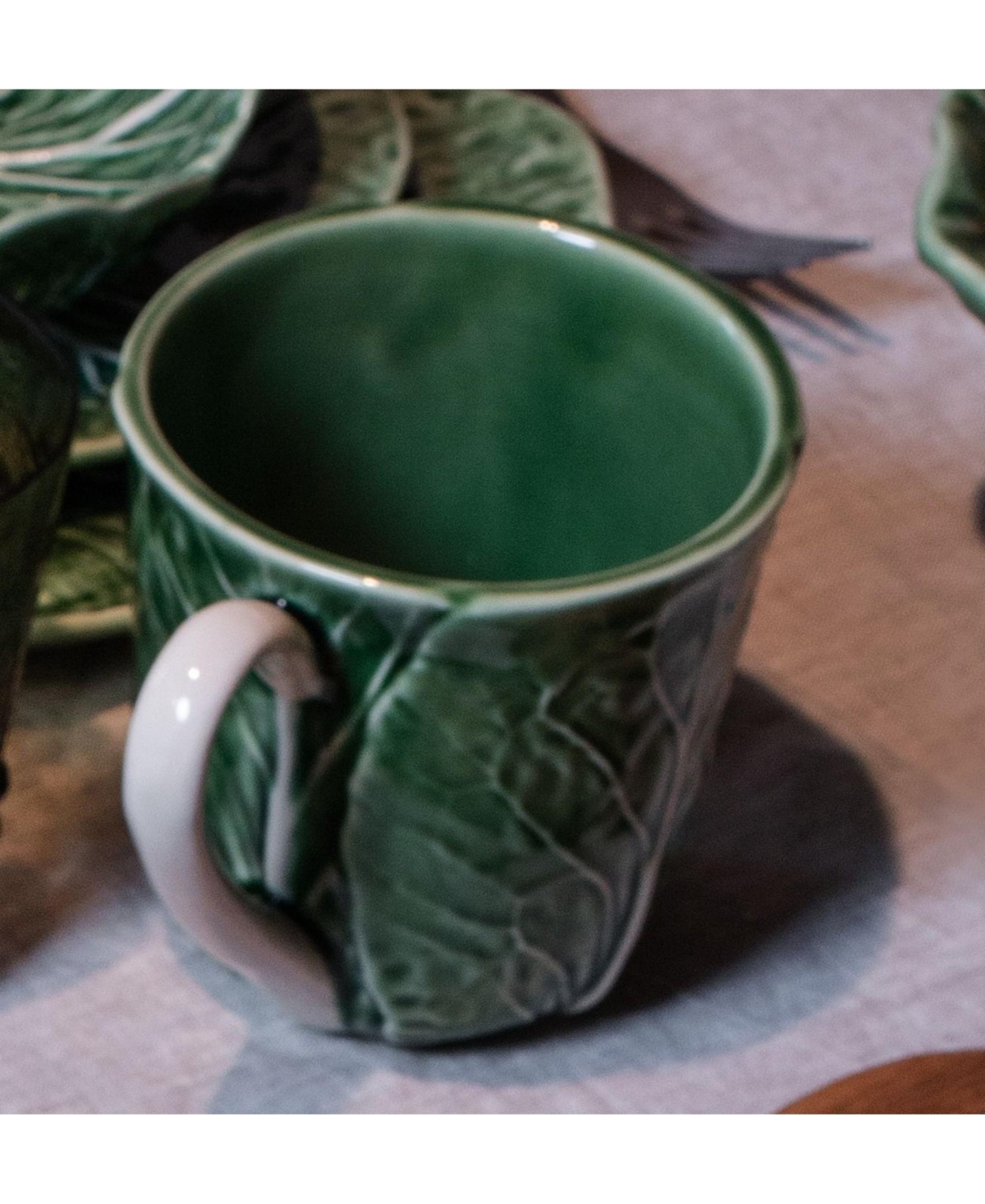 Bordallo Pinheiro Cabbage Leaf Mug, Set Of 4 In Green