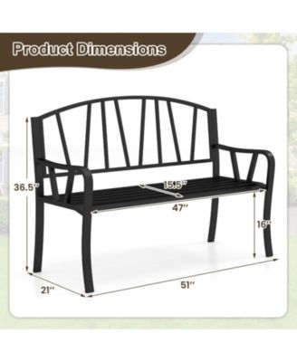 51'' Metal Garden Bench Patio Slatted Bench for 2-3 People & Park-Style Loveseat
