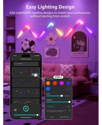 Smart RGB LED Wall Light Kit with Wi-Fi, Bluetooth App Control, Segment DIY, Alexa & Google Home Compatible – 6 Bars with 2 Corners