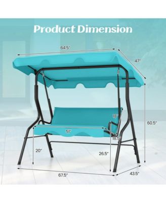 3 Seat Outdoor Patio Canopy Porch Swing with Cushioned Steel Frame