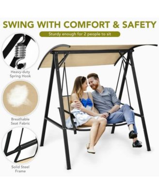 2 Person Patio Swing with Weather Resistant Glider and Adjustable Canopy