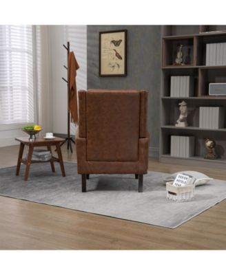 Pu Wood Frame Armchair, Modern Accent Chair Lounge Chair For Living Room