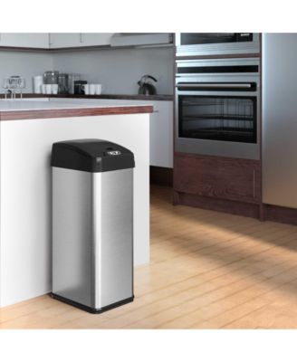 13 Gallon / 49 Liter Stainless Steel Kitchen Trash Can with Odor Filter  and AC Adapter