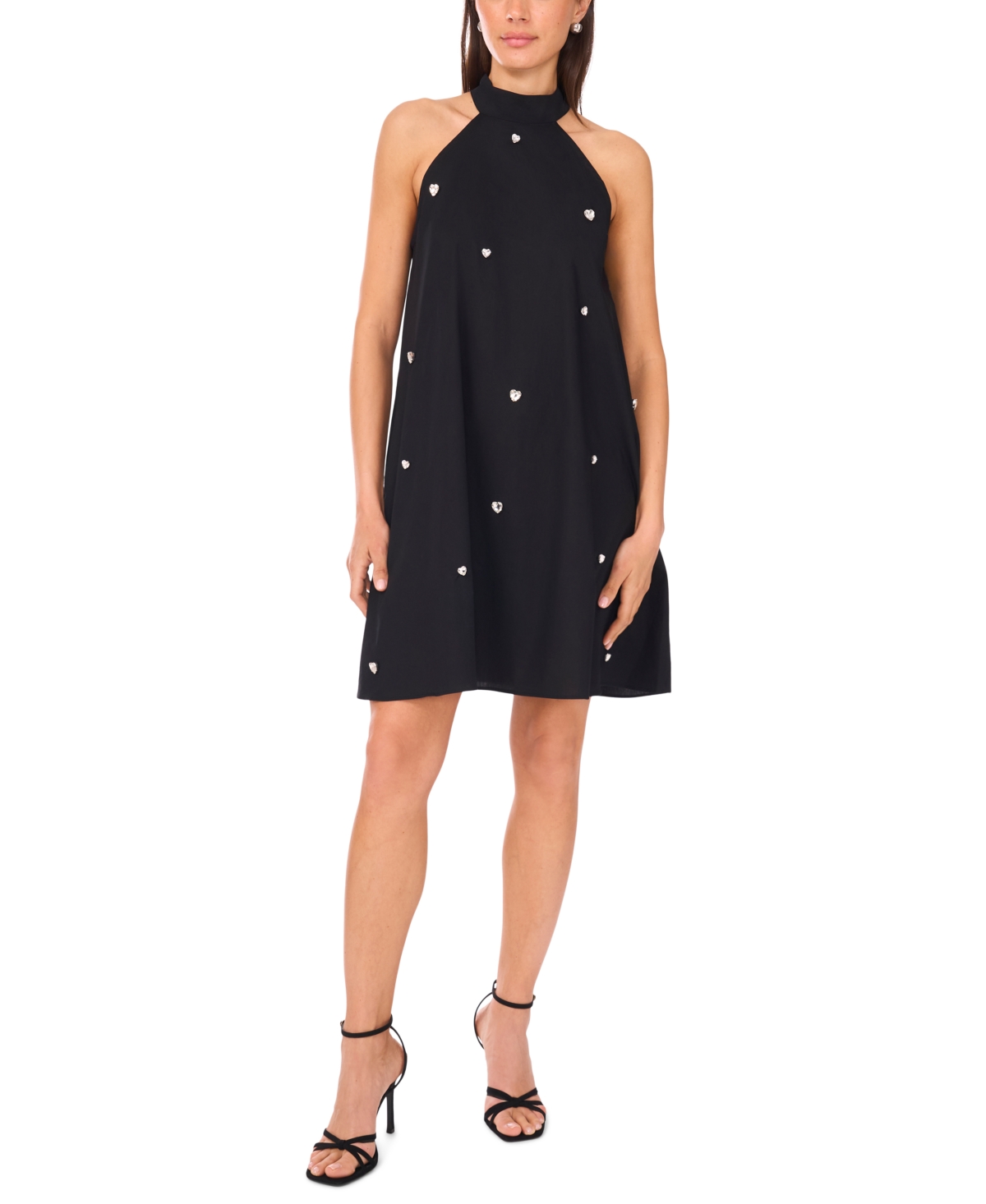 CeCe Women's Cotton Printed Halter Short Shift Dress - Rich Black