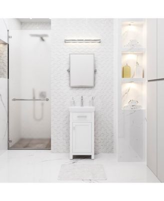 Mia 18 in. W Bath Vanity in Pure White Finish with Ceramics Integrated Vanity Top with White Basin