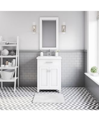 Myra Collection 24 in. Bathroom Vanity in Pure White with Ceramics Vanity Top in White - Vanity Only
