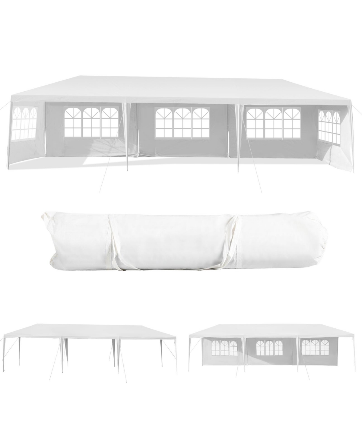 10 x 30 Feet Canopy Tent with 5 Removable Sidewalls for Party Wedding - White