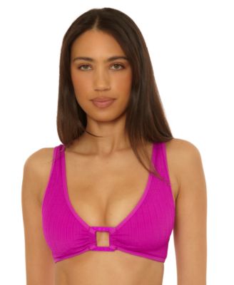 Becca - Women's Crinkle Crush Pucker Stripe Convertible Buckle Bikini Top