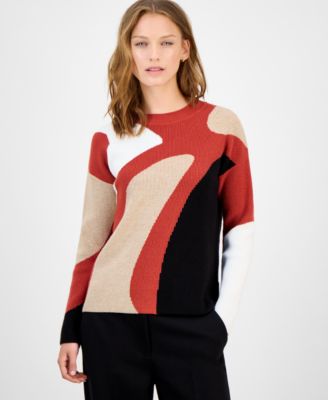 T Tahari - Women's Abstract Colorblocked Sweater