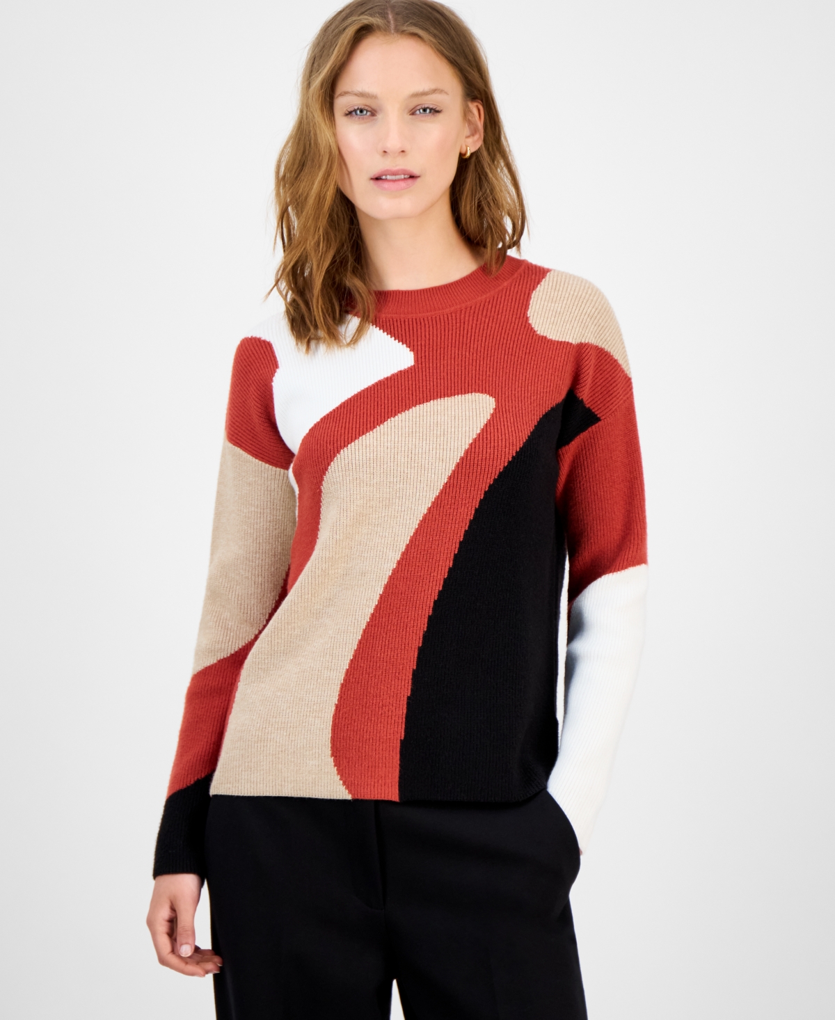 T Tahari Women's Abstract Colorblocked Sweater