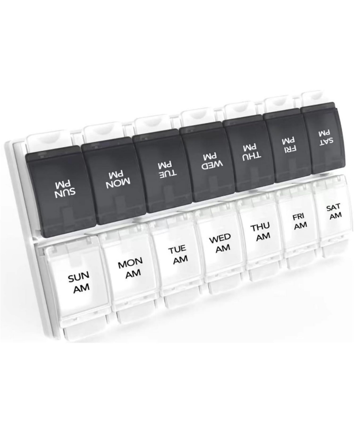 Weekly Pill Organizer 7 Day 2 Times A Day, Am Pm Medicine Pill Box with Easy Push Button - Purple  blue
