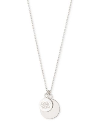Lauren Ralph Lauren - Sterling Silver Logo Pendant Necklace, 16" + 3" extender