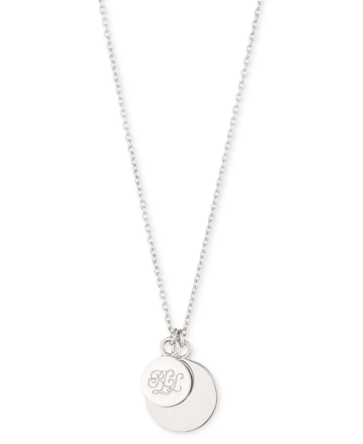 Sterling Silver Logo Pendant Necklace, 16" + 3" extender - Rhodium