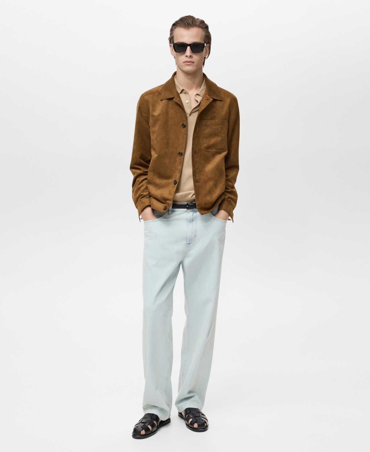 Mango Men's Suede Effect Overshirt In Brown