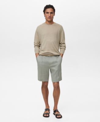 Men's Linen Pleated Bermuda Shorts