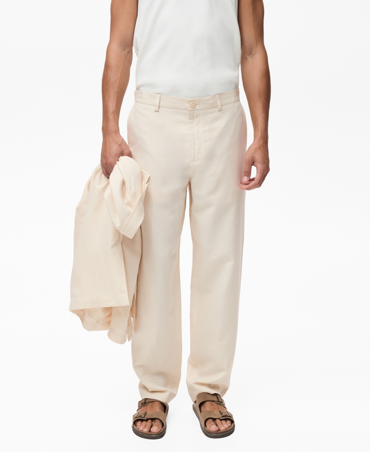 Men's Linen Lyocell Suit Pants - Ecru