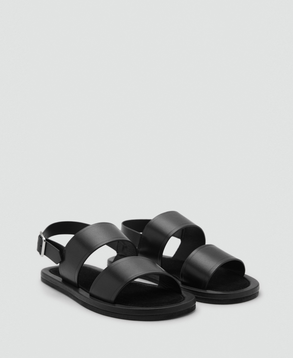 Men's Leather Strap Sandals - Black