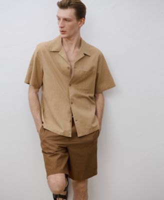 Men's Bowling Collar and Pocket Linen Shirt