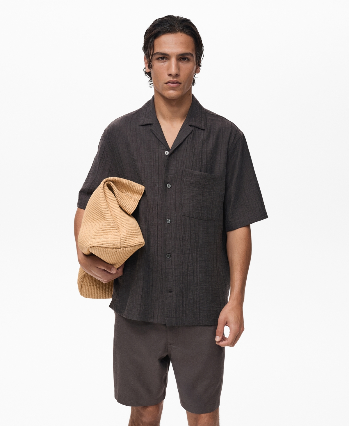 Men's Creased-Effect Shirt - Brown