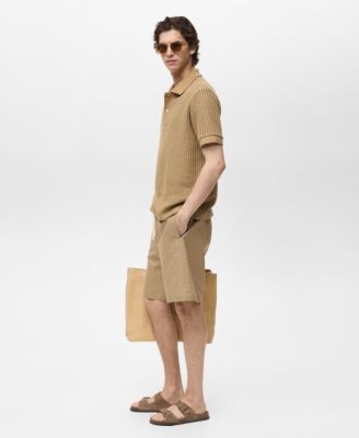 Men's Drawstring Linen Bermuda Shorts