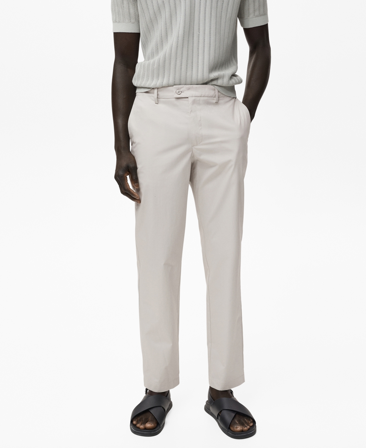 Men's Slim-Fit Cotton Pants - Ice Gray