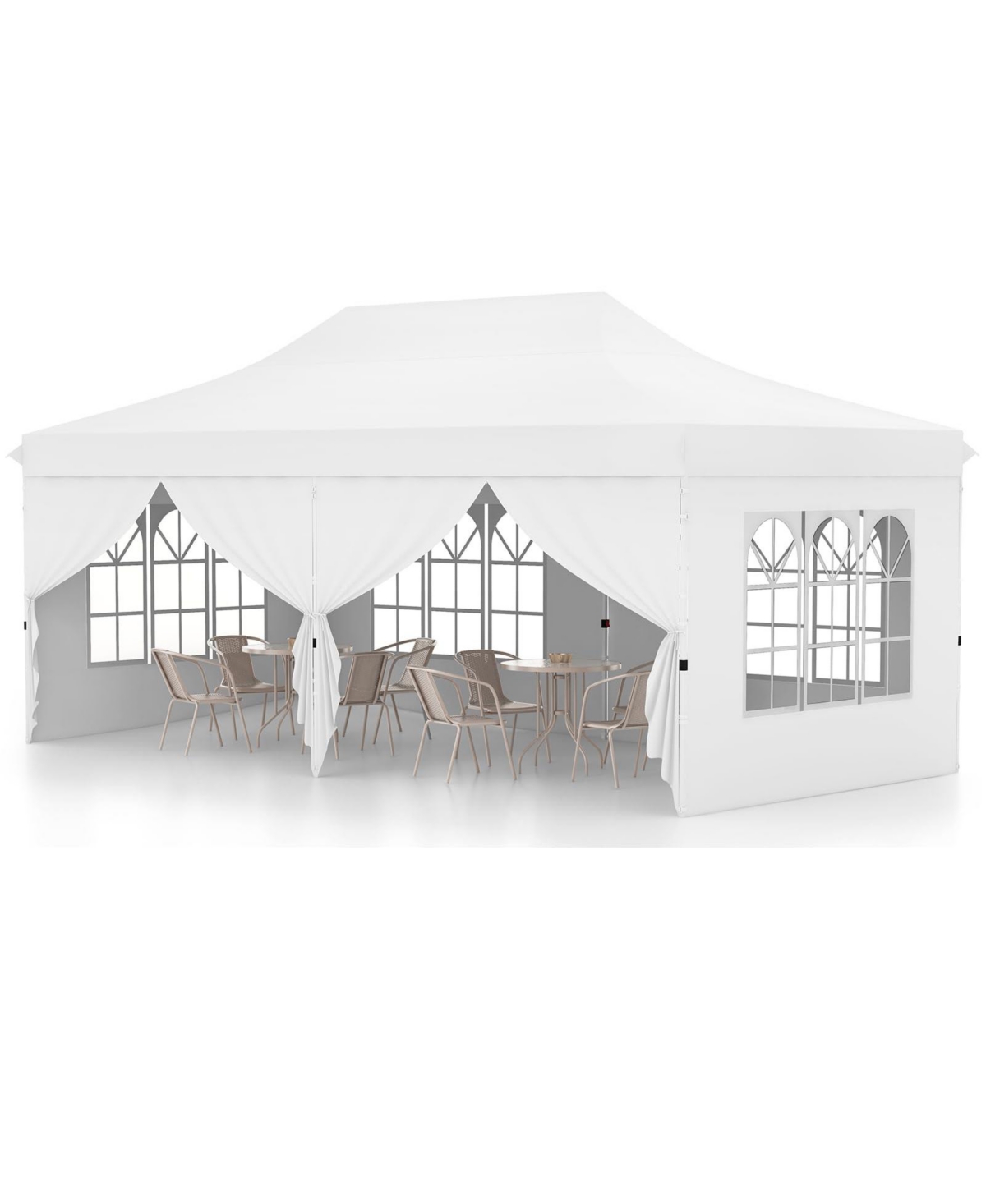 10 x 20 Feet Pop up Canopy with 6 Sidewalls Windows and Carrying Bag - White