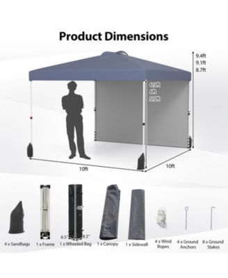 10 X 10 FT Pop up Canopy Tent with 1 Sidewall and Wheeled Bag