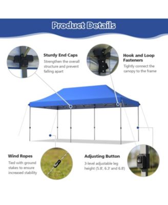 10 x 20 Feet Adjustable Folding Heavy Duty Sun Shelter with Carrying Bag