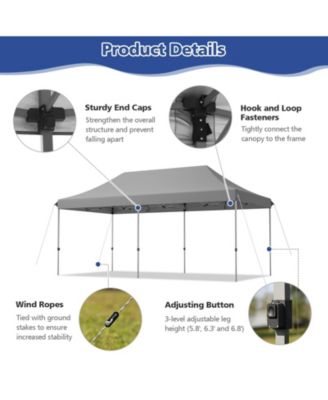 10 x 20 Feet Adjustable Folding Heavy Duty Sun Shelter with Carrying Bag