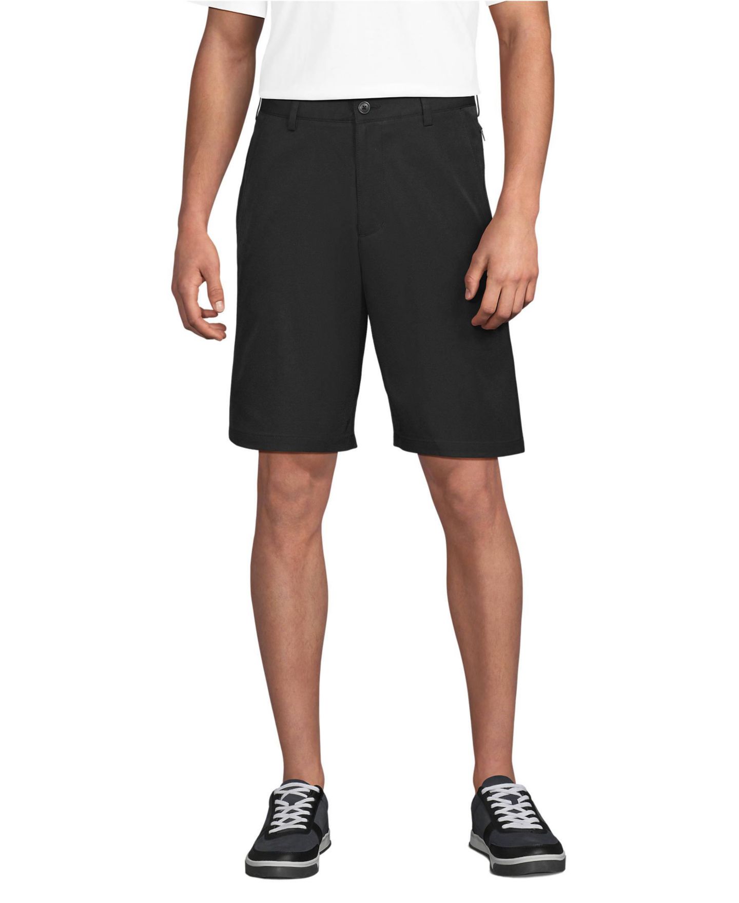 Мужские шорты Lands' End Sport Active Performance 9" Chino, цвет: Чёрный — фото 1