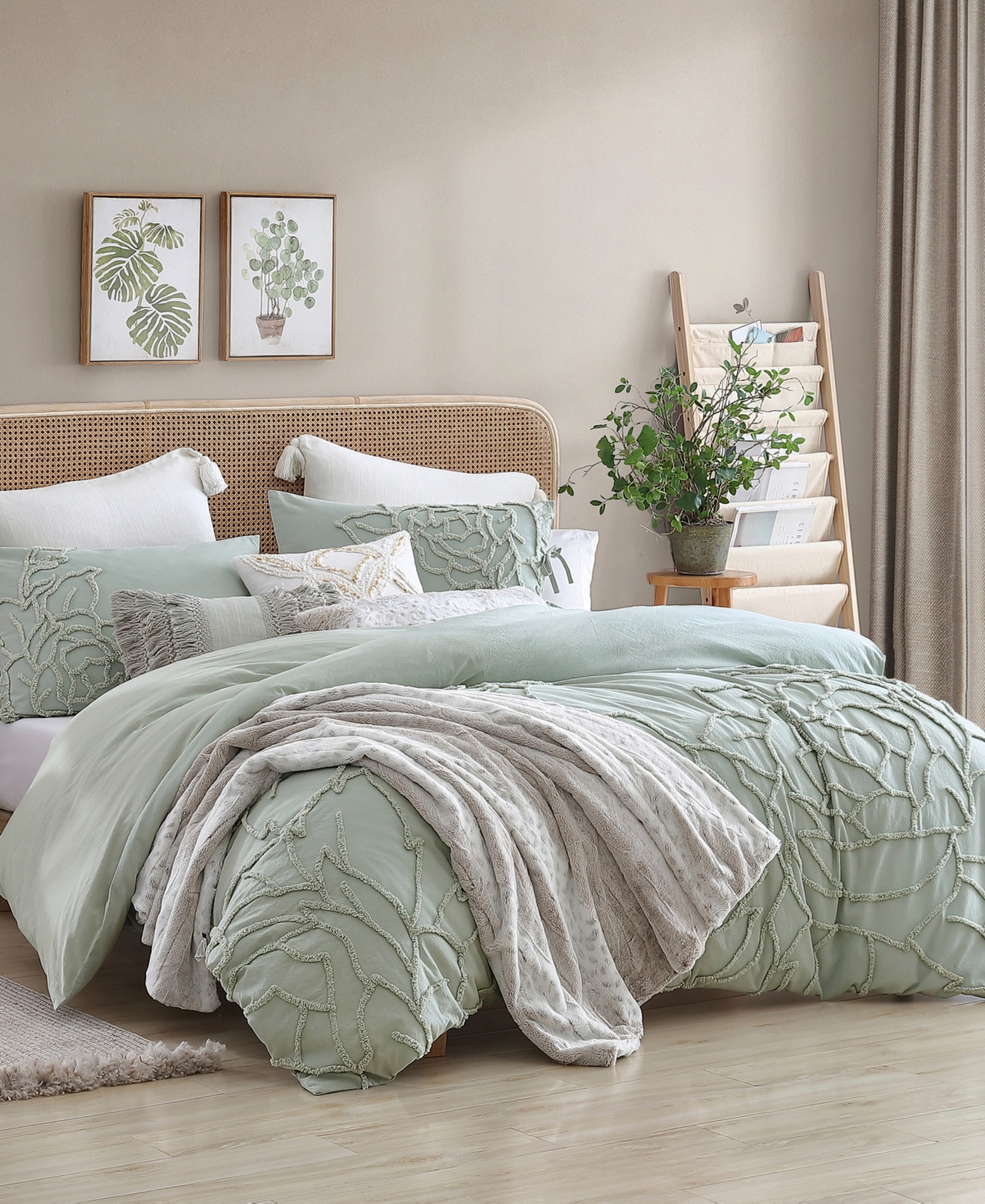 Peri Home Chenille Rose 3-pc. Duvet Cover Set, King In Green