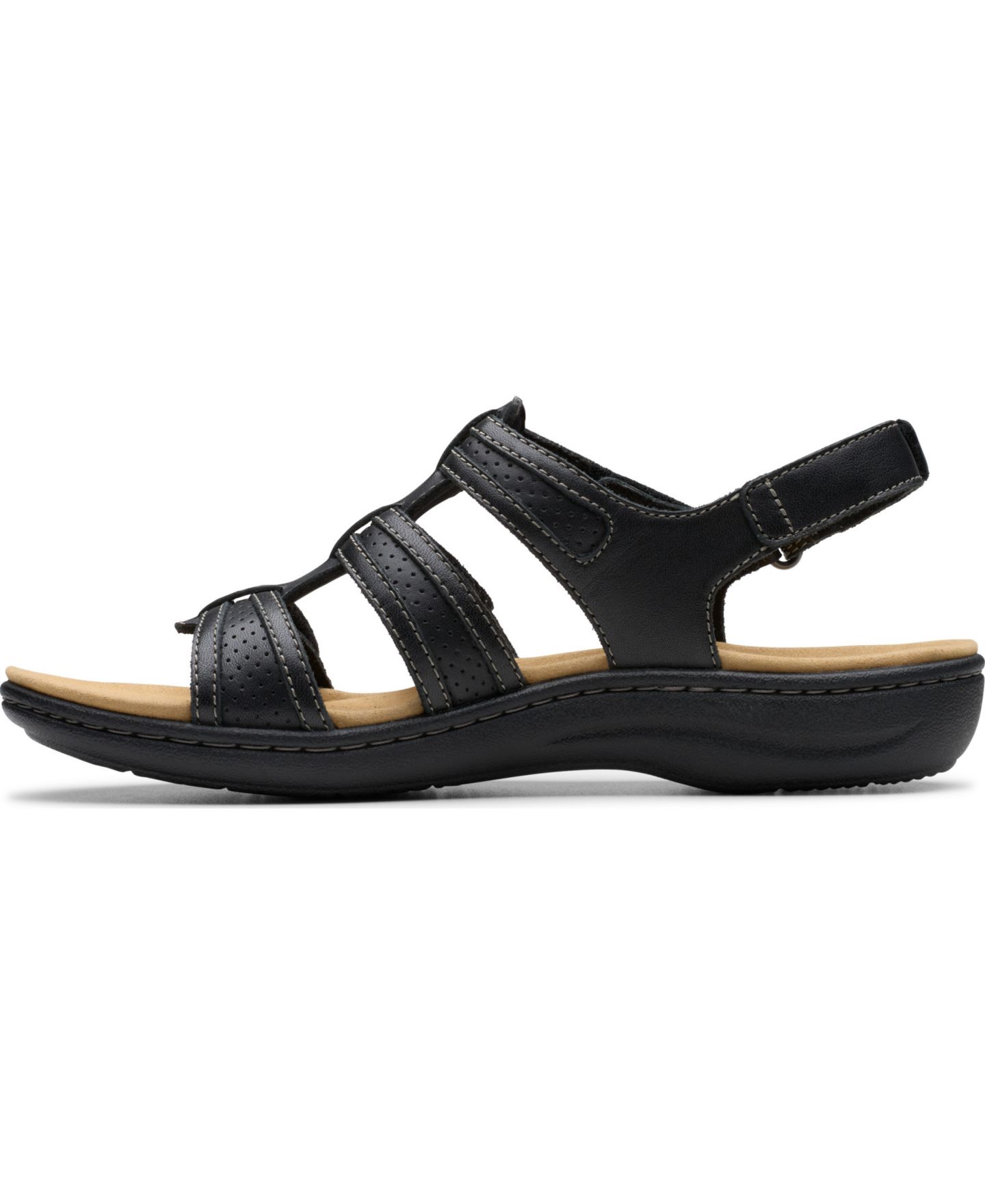 Женские сандалии Clarks Laurieann Ivy Rip Tape Casual, цвет: Чёрный кожаный — фото 3