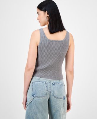 Women's Rib-Knit Zip-Front Sweater Tank Top, Exclusively at Macy's 